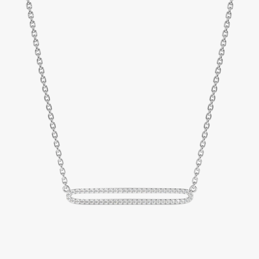 Round Cut Diamond Rectangle Shape Necklace for Her