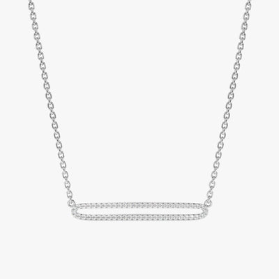 Round Cut Diamond Rectangle Shape Necklace for Her