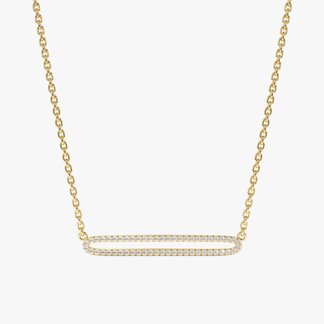 Round Cut Diamond Rectangle Shape Necklace for Her