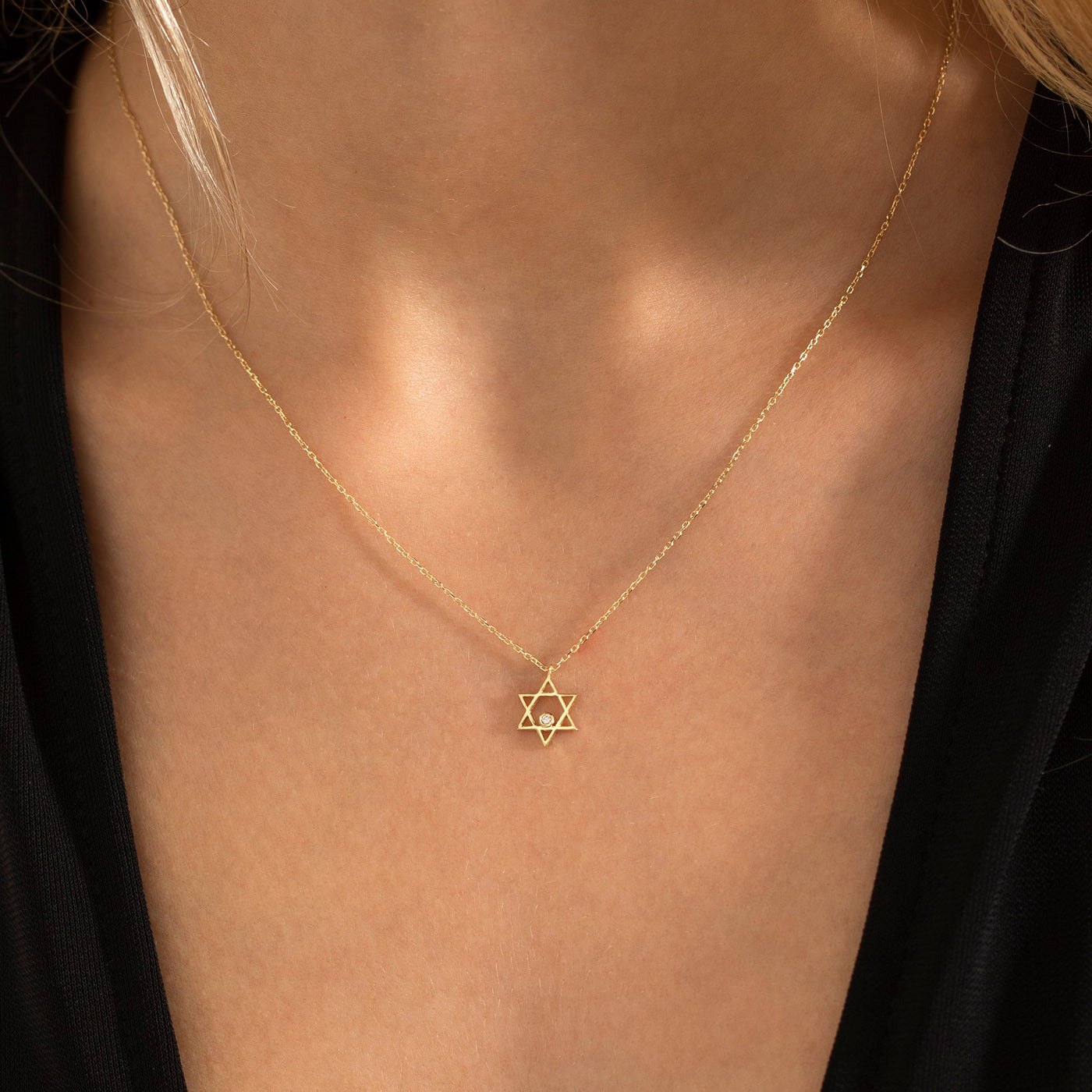 Star of David Moissanite Diamond Necklace for Her