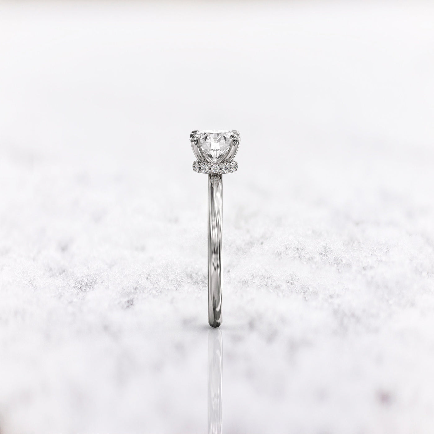 1.0 CT Round Cut Moissanite Hidden Halo Diamond Engagement Ring