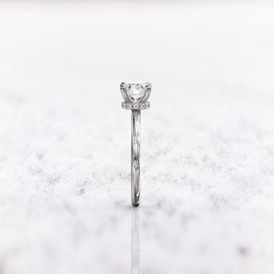 1.0 CT Round Cut Moissanite Hidden Halo Diamond Engagement Ring