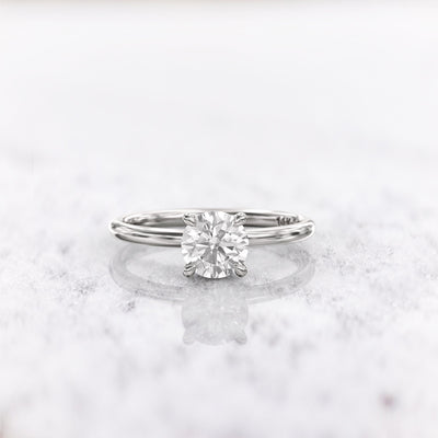 1.0 CT Round Cut Moissanite Hidden Halo Diamond Engagement Ring