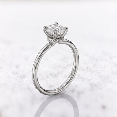 1.0 CT Round Cut Moissanite Hidden Halo Diamond Engagement Ring