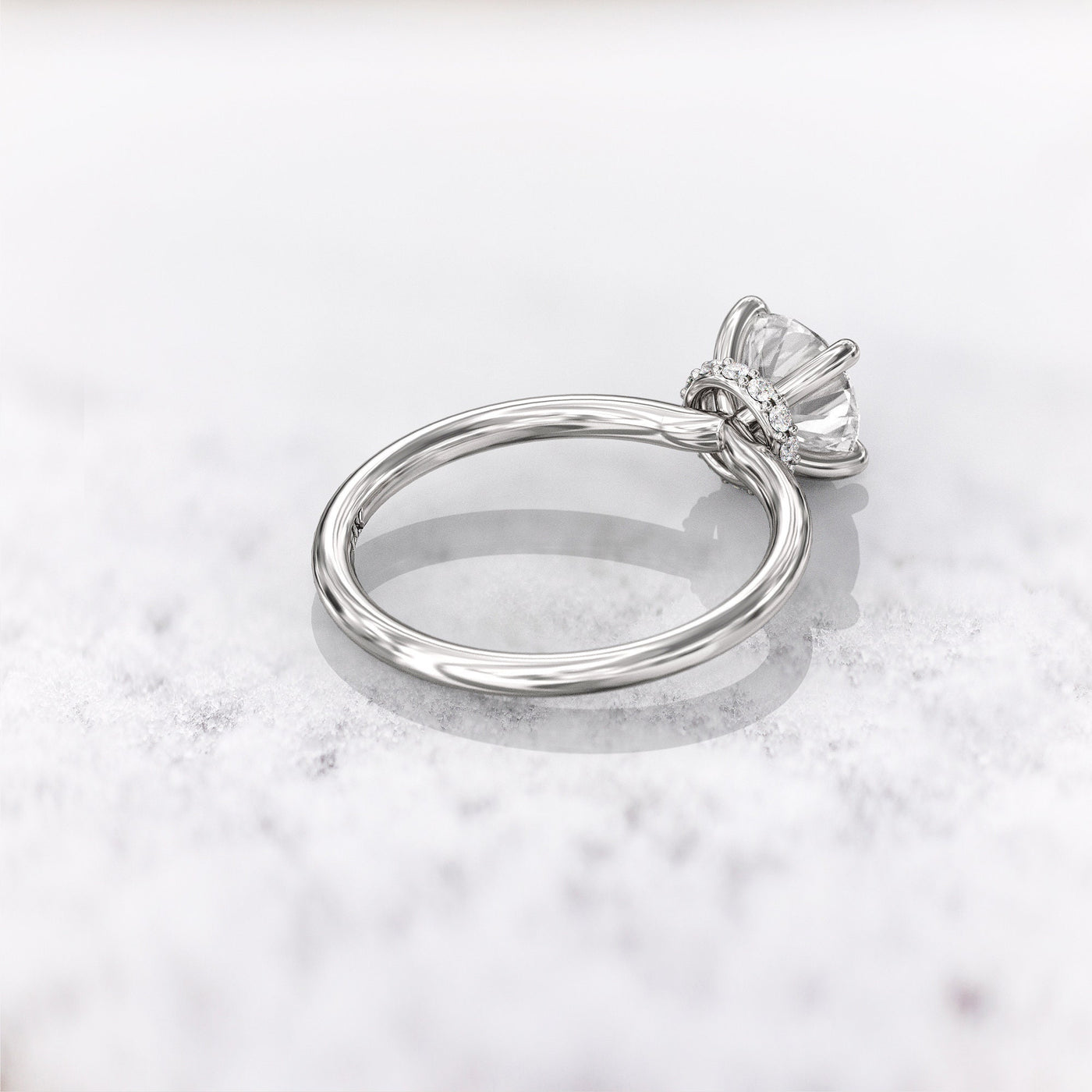 1.0 CT Round Cut Moissanite Hidden Halo Diamond Engagement Ring