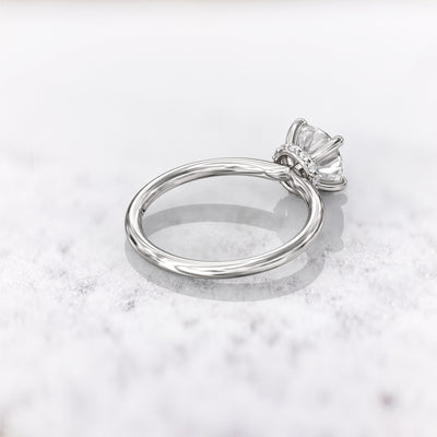 1.0 CT Round Cut Moissanite Hidden Halo Diamond Engagement Ring