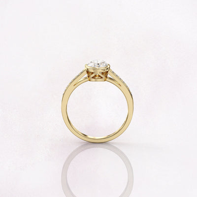 1.0 CT Round Cut Moissanite Bezel Pave Engagement Ring