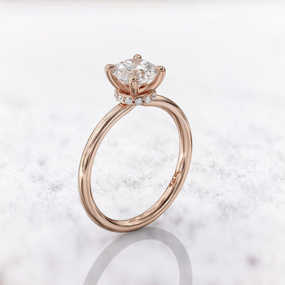 1.0 CT Round Cut Moissanite Hidden Halo Diamond Engagement Ring