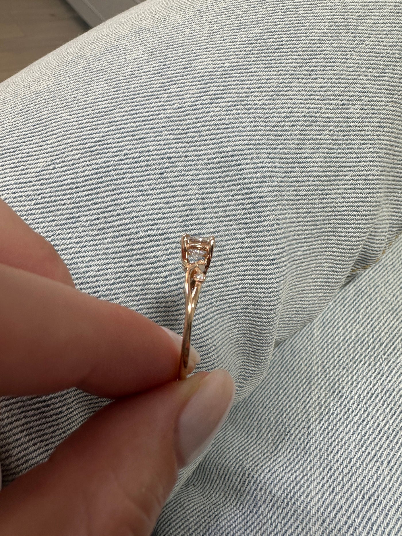 1.0 CT Round Cut Moissanite Twig Engagement Ring