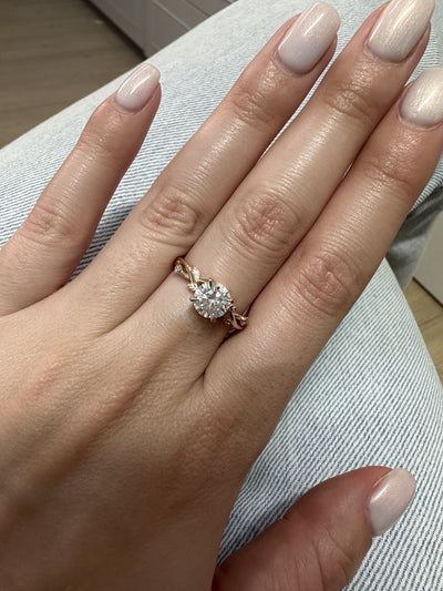 1.0CT Round Cut Moissanite Diamond Twig Engagement Ring