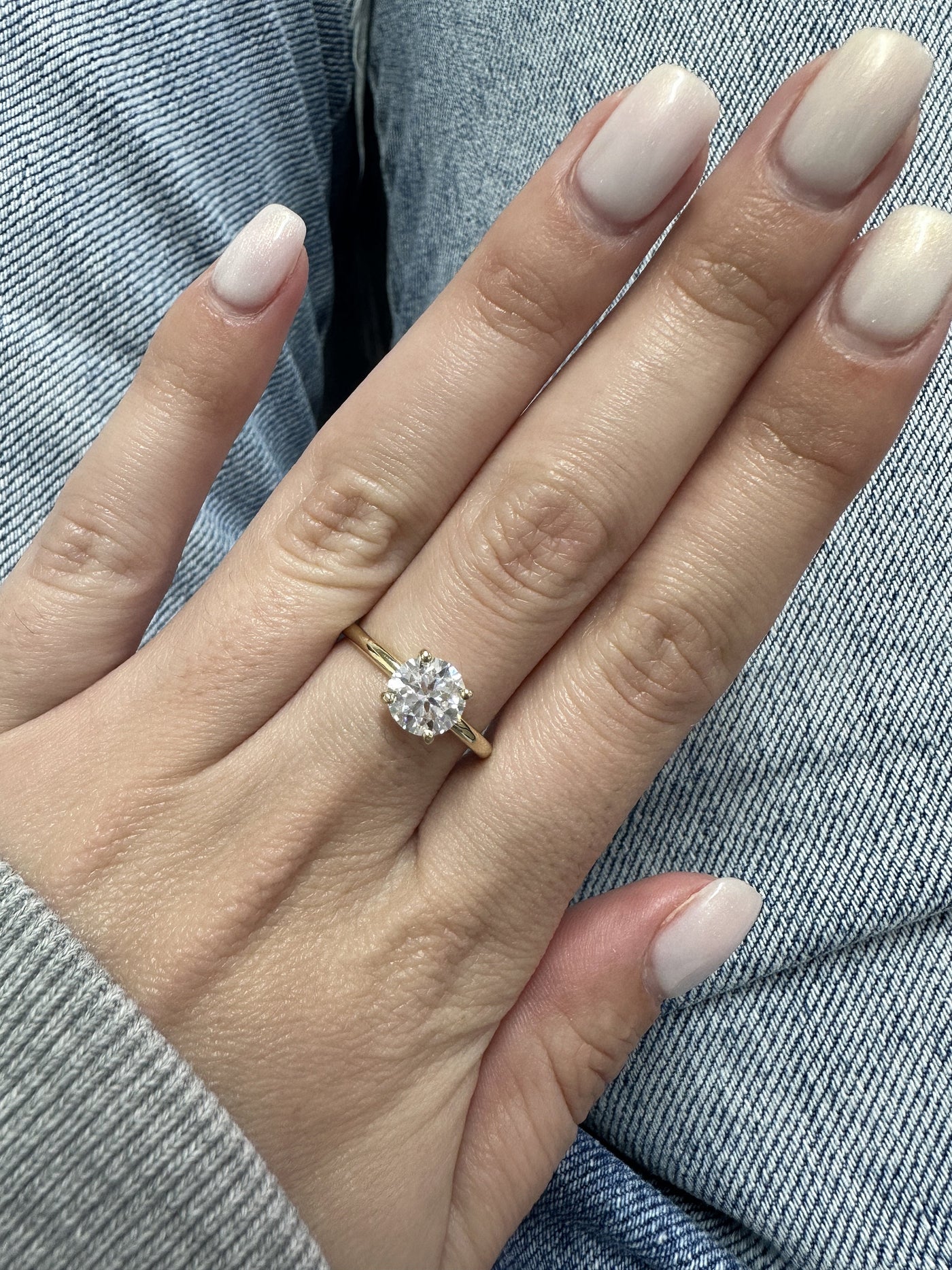 1.3 CT Round Cut Moissanite Solitaire Diamond Engagement Ring