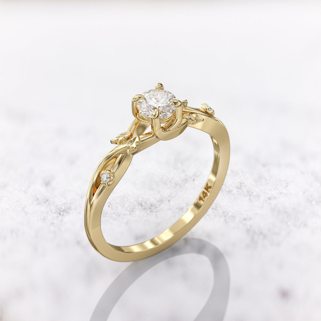 1.5 CT Round Cut Moissanite Diamond Twig Engagement Ring