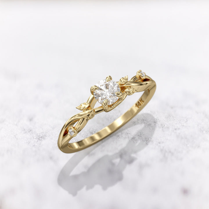1.5 CT Round Cut Moissanite Diamond Twig Engagement Ring