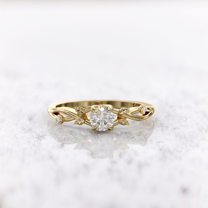 1.5 CT Round Cut Moissanite Diamond Twig Engagement Ring