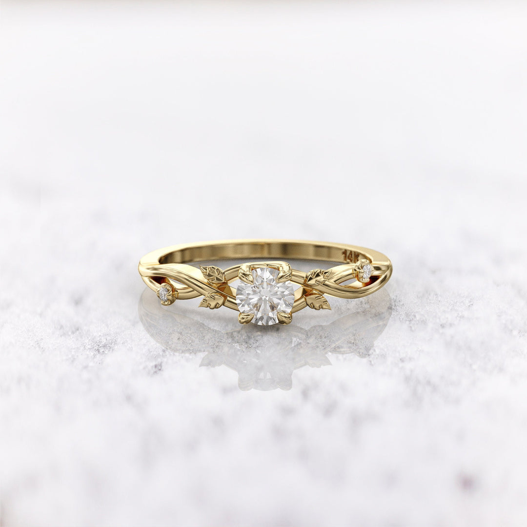 1.5 CT Round Cut Moissanite Diamond Twig Engagement Ring