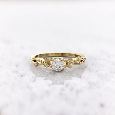 1.5 CT Round Cut Moissanite Diamond Twig Engagement Ring