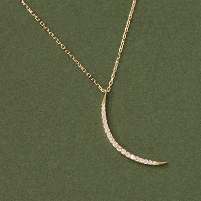 Crescent Moon Moissanite Diamond Necklace for Women