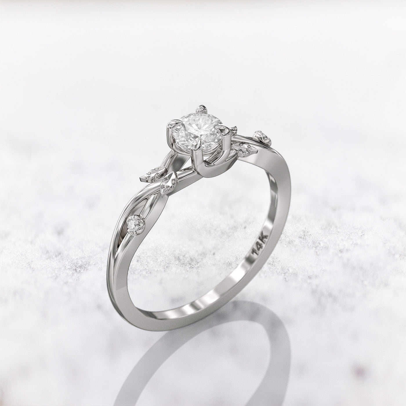 1.5 CT Round Cut Moissanite Diamond Twig Engagement Ring
