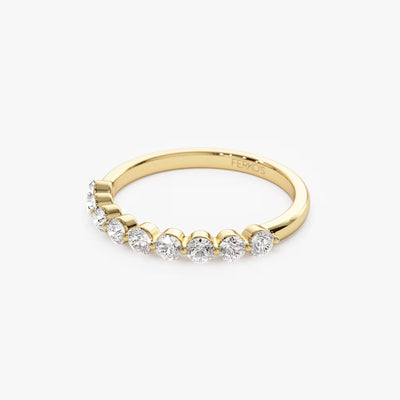 Round Moissanite Diamond Shared Prong Wedding Band in Gold