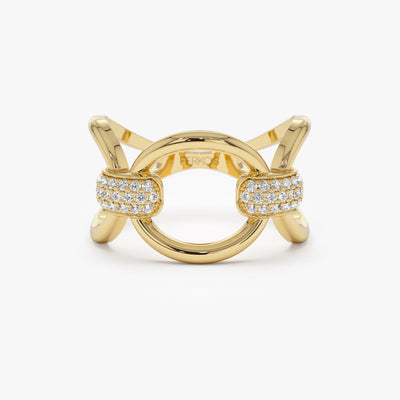 18k Solid Gold Bold Loop Diamond Wedding Ring for Women