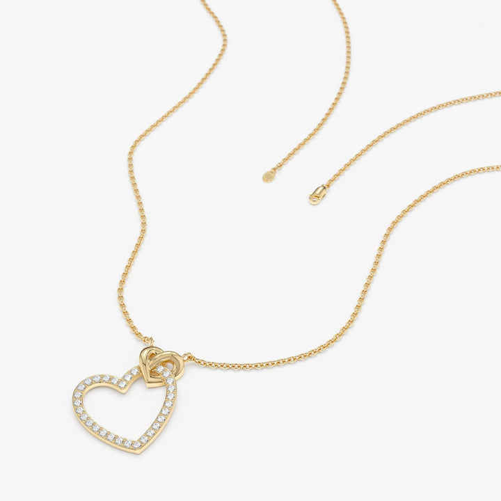 Round Cut Diamond Heart Necklace for Her