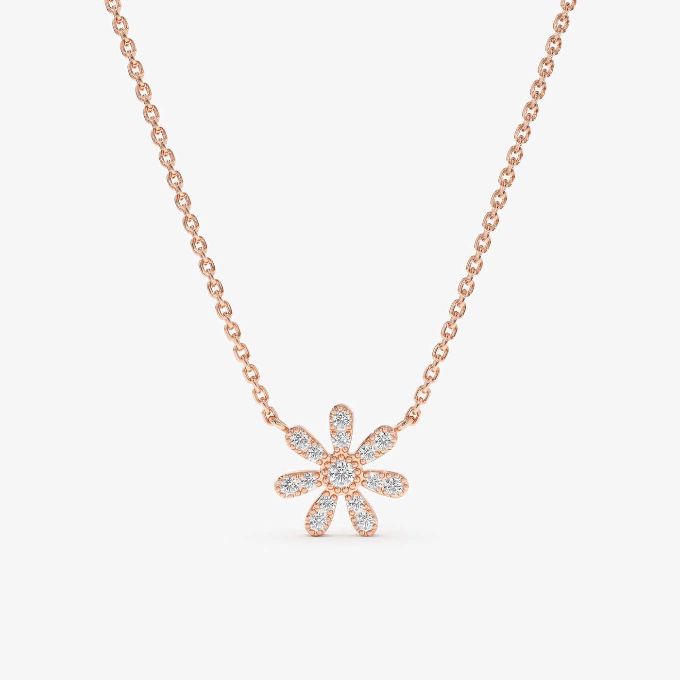 Round Cut Diamond Flower Necklace for Women