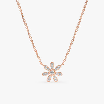 Round Cut Diamond Flower Necklace for Women