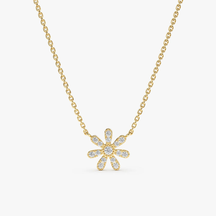Round Cut Diamond Flower Necklace for Women