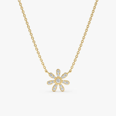 Round Cut Diamond Flower Necklace for Women