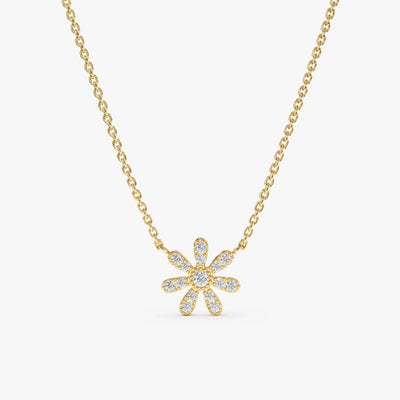 Round Cut Diamond Flower Necklace for Women