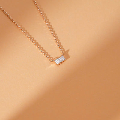 Baguette Cut Four Stone Diamond Necklace for Women