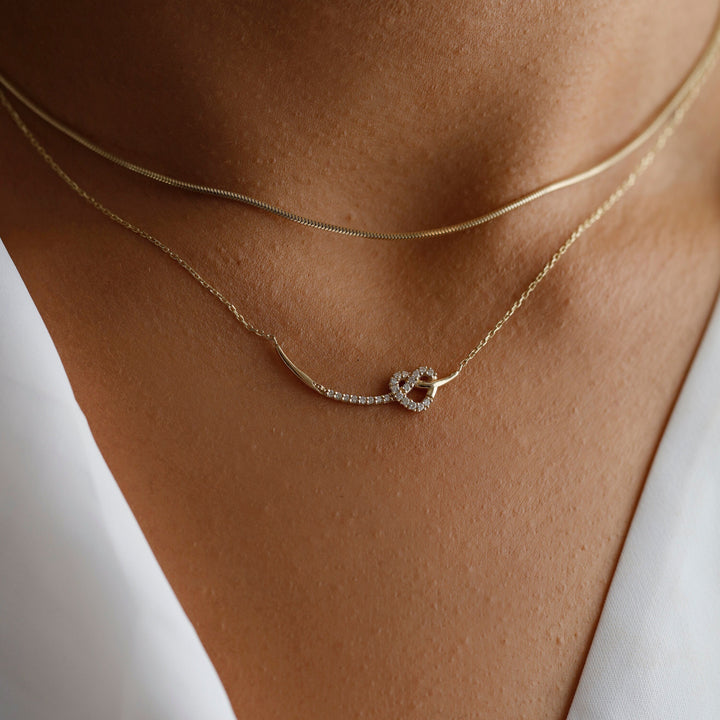 Heart Shape Diamond Moissanite Necklace in 14K Yellow Gold