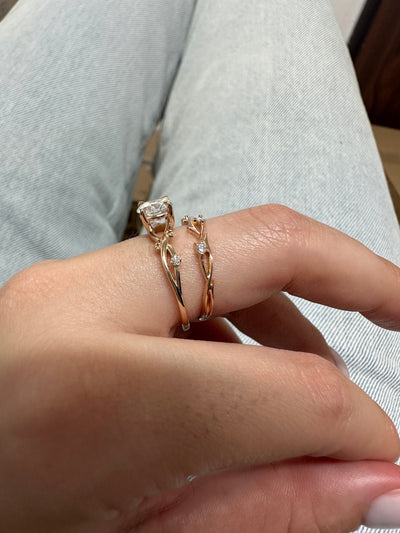 1.0 CT Round Cut Moissanite Twig Engagement Ring