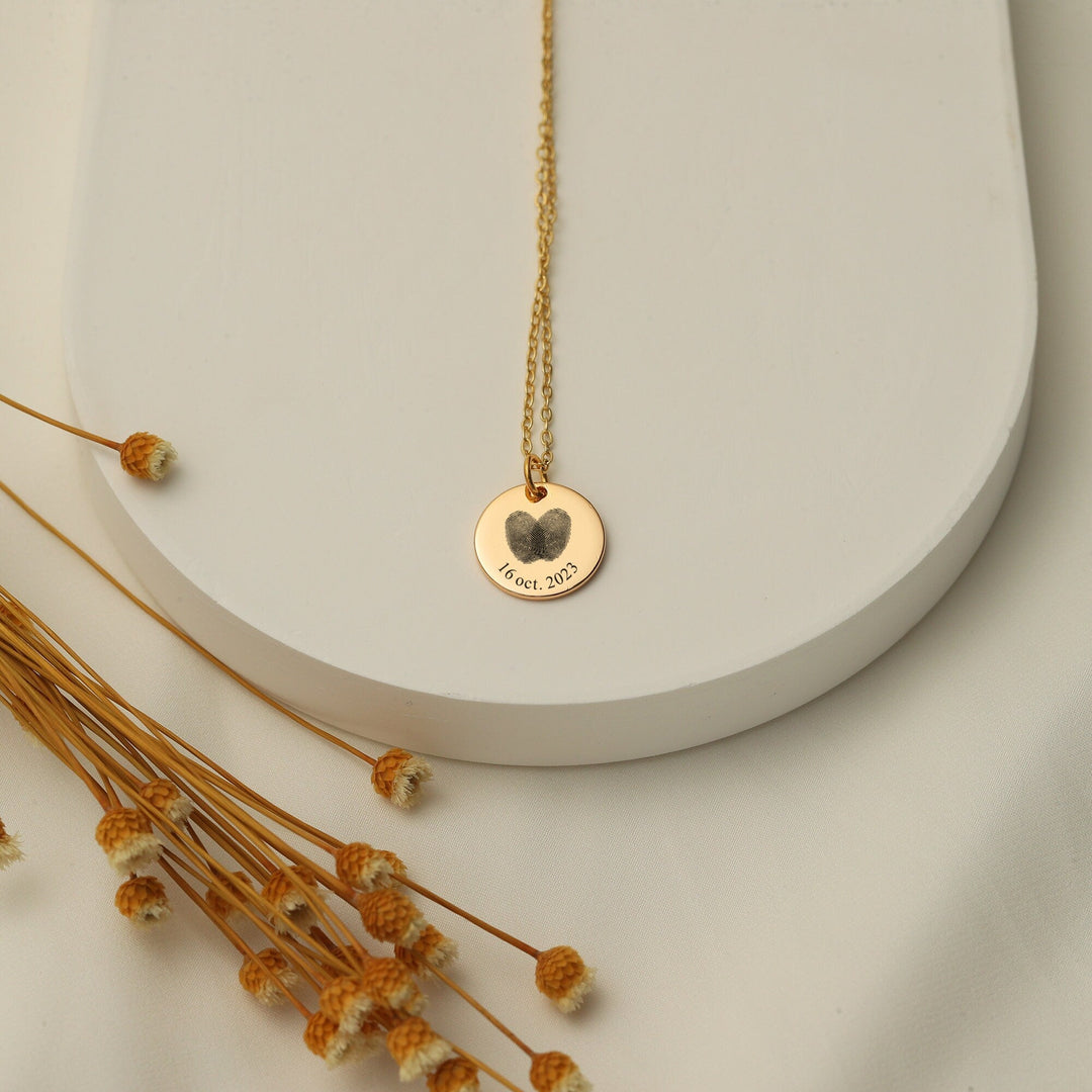 Couple's Fingerprint Gold Necklace for Her