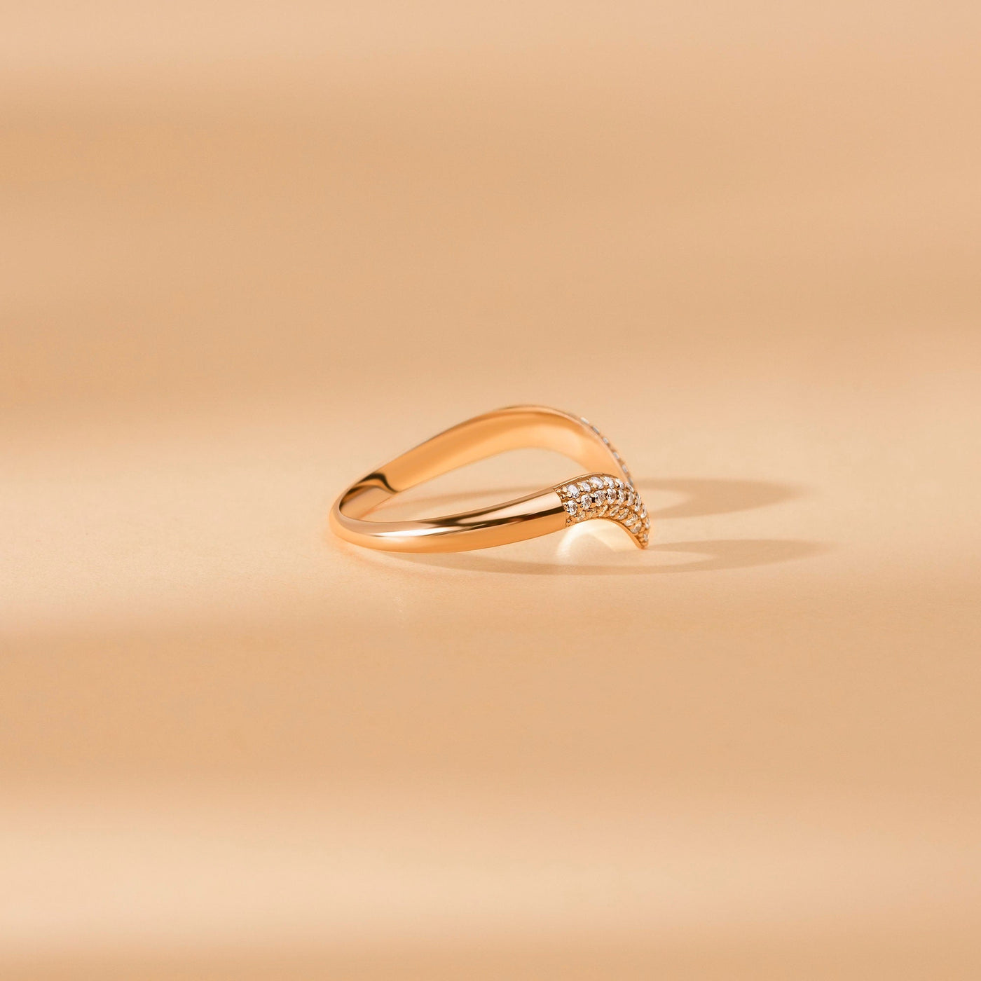 Round Cut Micro Pave Cuff Diamond Wedding Ring for Halloween Gift