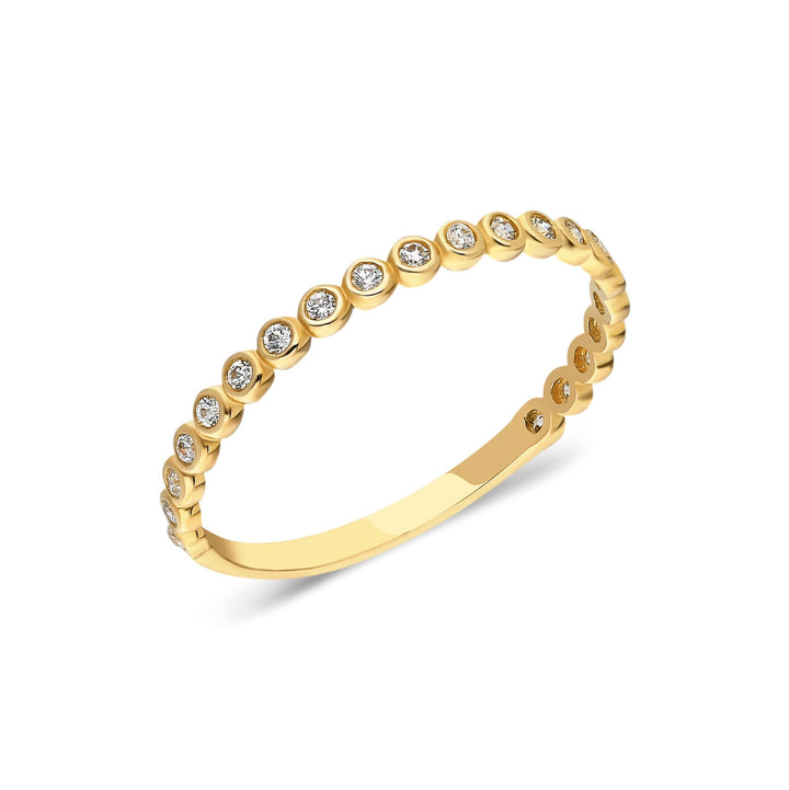 Round Cut Bezel Diamond Stacking Wedding Band