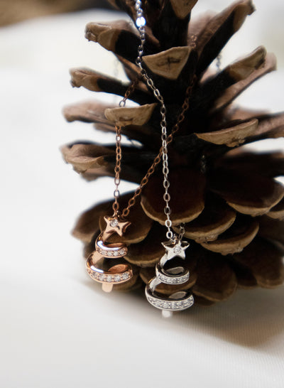 Round Cut Diamond Christmas Tree Necklace for Jewelry Gift