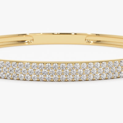 Statement Triple Row Diamond Bangle Bracelet for Women