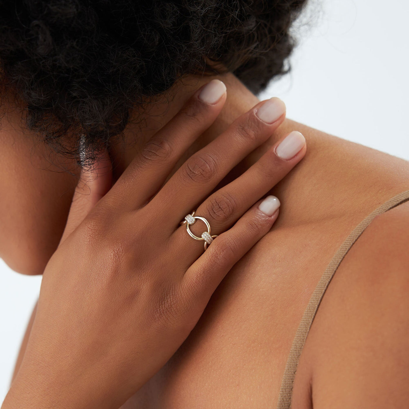 18k Solid Gold Bold Loop Diamond Wedding Ring for Women