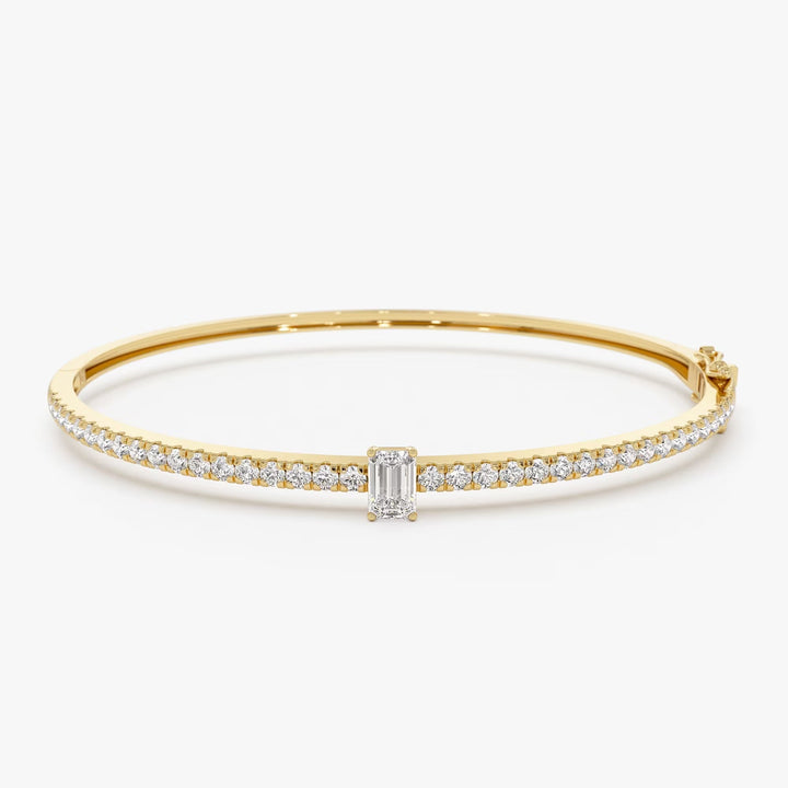Emerald Shape Diamond Bracelet Bangle for Women