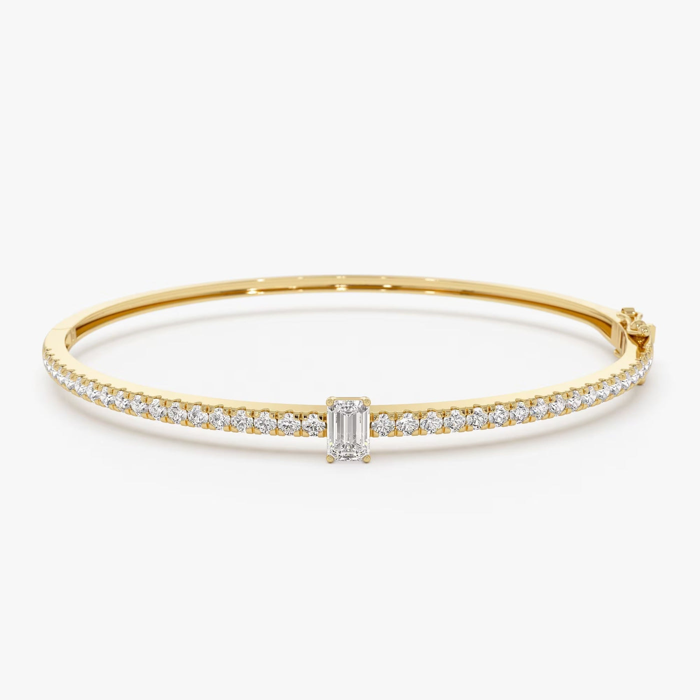 Emerald Shape Diamond Bracelet Bangle for Women