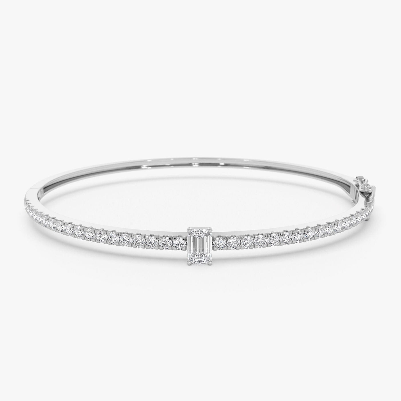 Emerald Shape Diamond Bracelet Bangle for Women