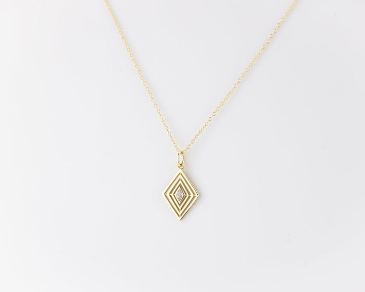 Rhombus art deco Diamond Pendant for Women in Gold