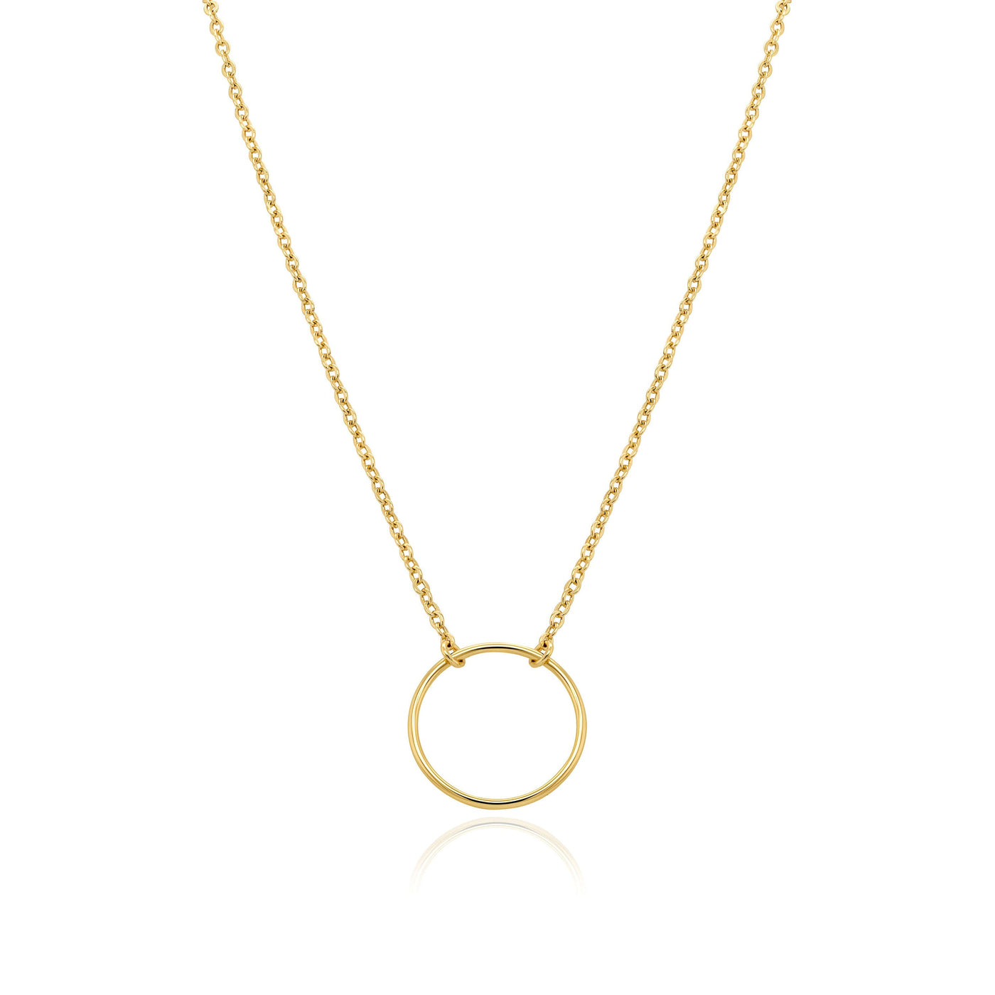 Circle Pendant Dainty Simple Necklace in 14K Solid Gold