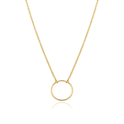 Circle Pendant Dainty Simple Necklace in 14K Solid Gold
