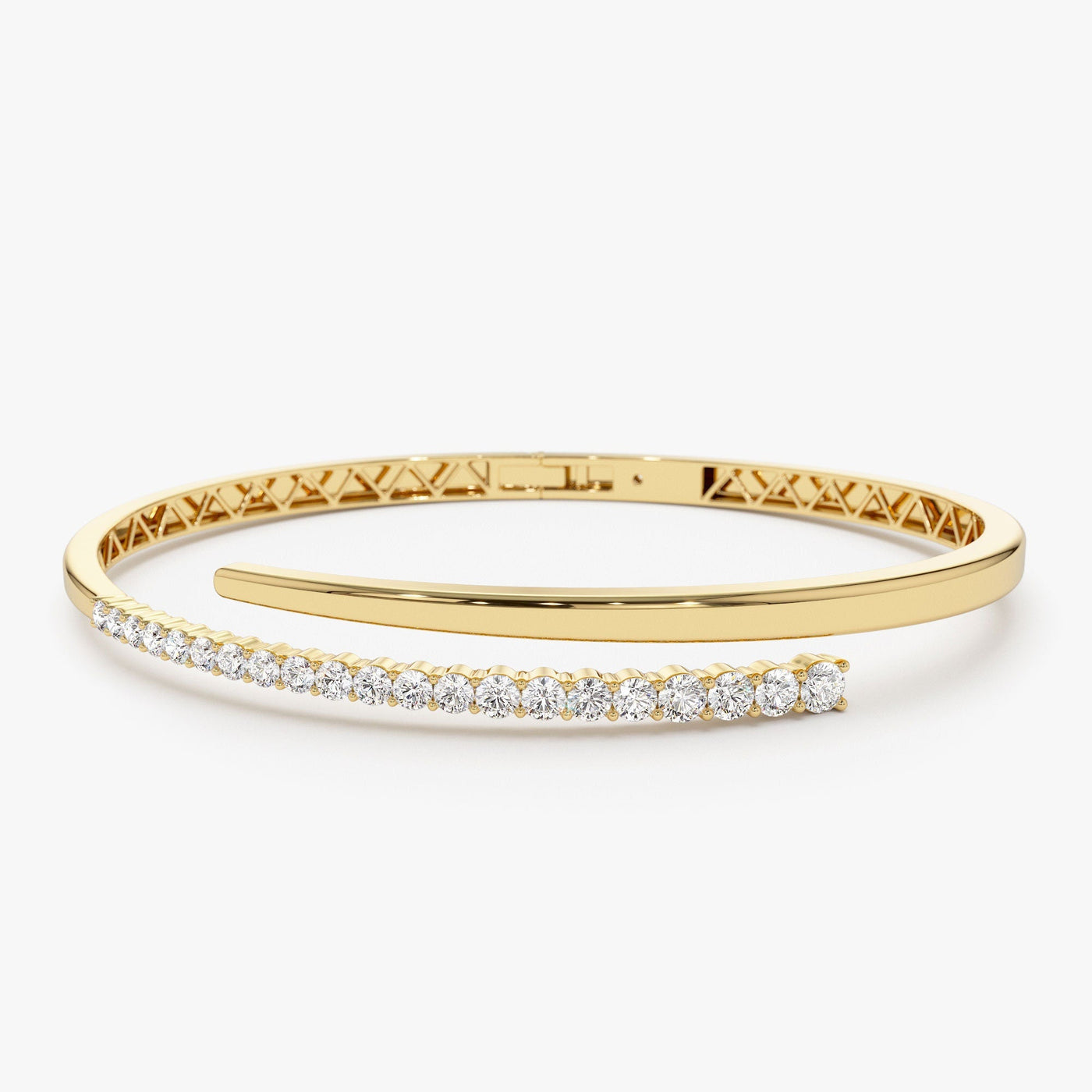 Round Cut Diamond Bracelet Bangle in 14K Gold