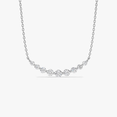 Round Cut Curved Diamond Necklace 14K Gold Ring for Women