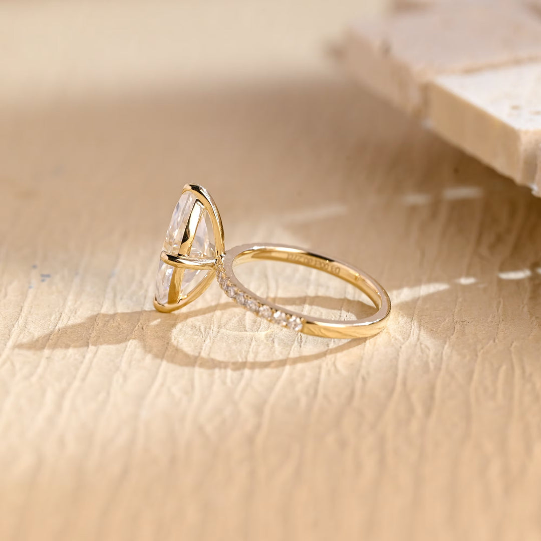 3.0CT Marquise Cut Pave Setting Moissanite Engagement Ring