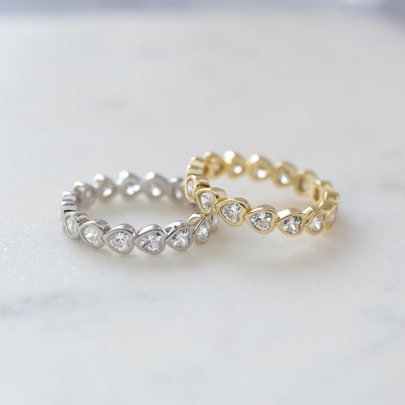 Bezel Set Heart Shape Eternity Diamond Band for Her