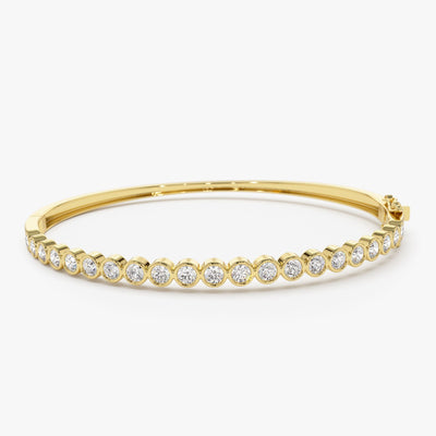 Bezel Set Round Cut Diamond Bracelet Bangle for Her
